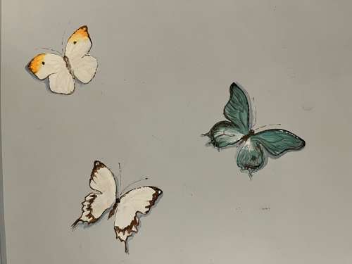Hand Painted Blue Butterfly Table