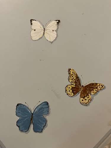 Hand Painted Blue Butterfly Table