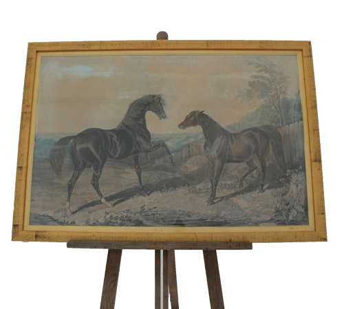 After Herring Sr, 4 coloured mezzotints of pairs of horses, smartly framed