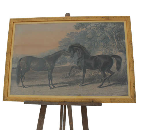 After Herring Sr, 4 coloured mezzotints of pairs of horses, smartly framed