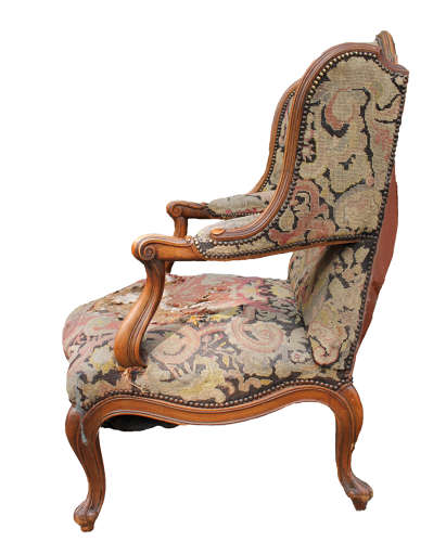 19th Century Walnut Frame Confessional Chair- rare and large form