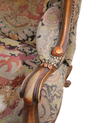 19th Century Walnut Frame Confessional Chair- rare and large form