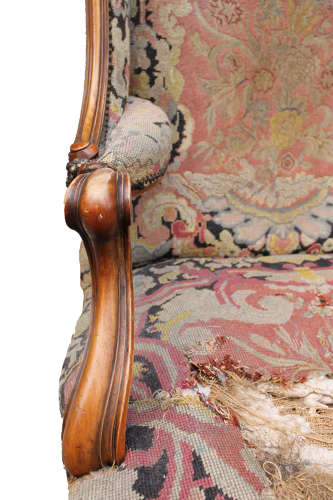 19th Century Walnut Frame Confessional Chair- rare and large form