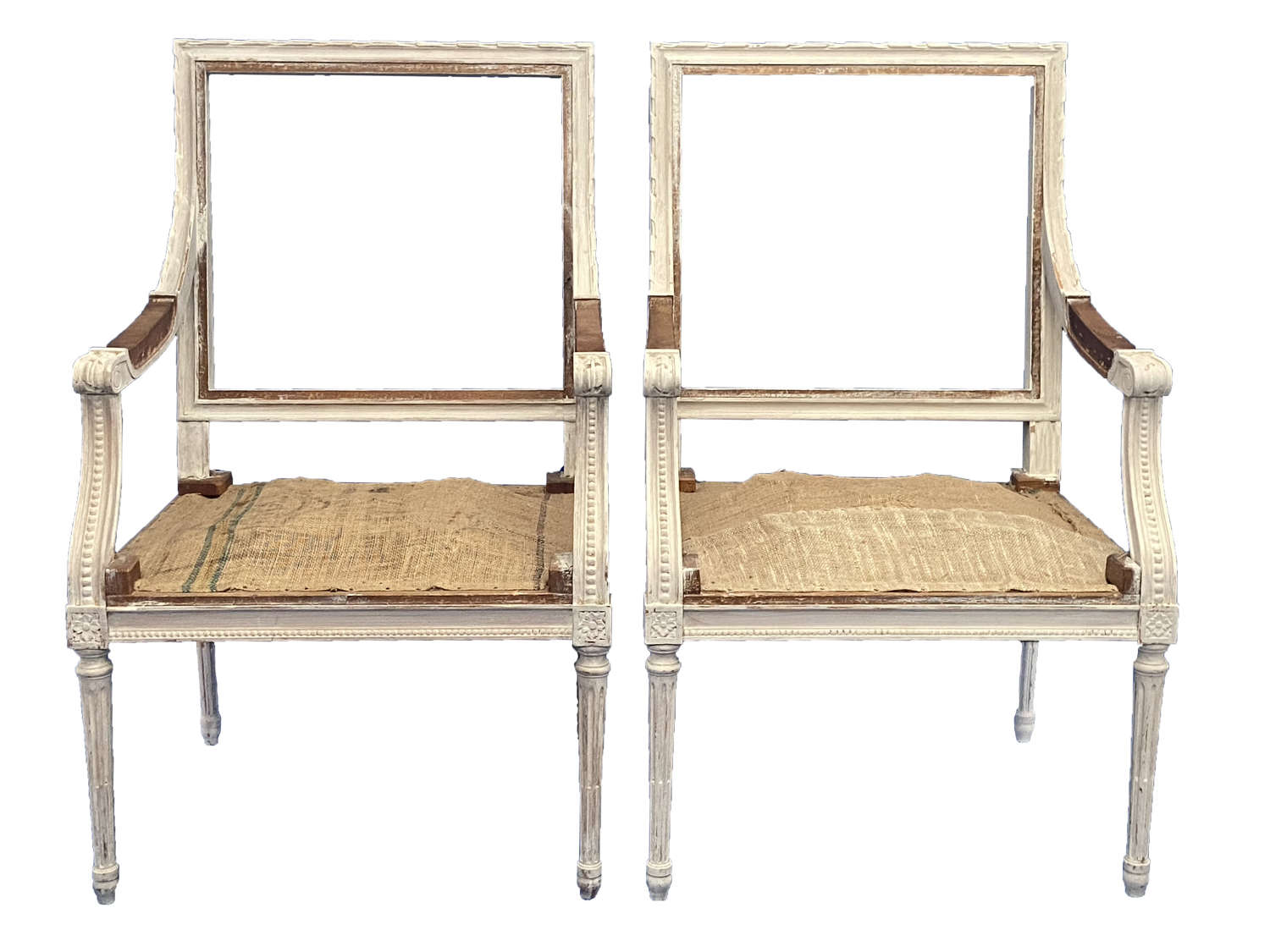Pair of Whitewashed Louis Frame Chairs