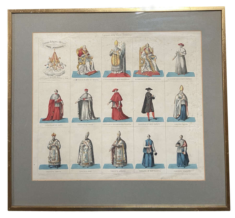 Papal Uniforms - a pair 19c prints