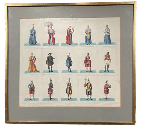 Papal Uniforms - a pair 19c prints
