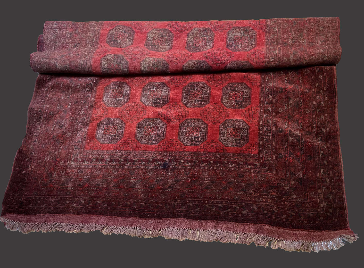 Antique Afghan Elephant Foot pattern carpet